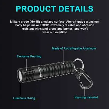 LUMINTOP EDC01 Keychain Flashlight 120 lumens Pocket EDC Flashlight 36 Hours Long Lasting IPX8 Waterproof for Daily use