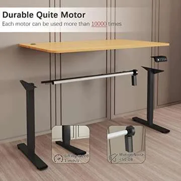 Furmax Electric Height Adjustable Standing Desk Large 40 x 24 Inches Sit Stand up Desk Home Office Computer Desk Memory Preset with T-Shaped Metal Bracket, Maple