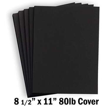 Hamilco Black Colored Cardstock Thick Paper - 8 1/2 x 11" Heavy Weight 80 lb Cover Card Stock - for ...