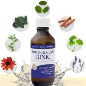 Dental Herb Company Tooth & Gums Tonic Mouthwash - Made with Pure Essential Oils to Relieve Bad Breath, Bleeding and Irritated Gums. (18 Oz)