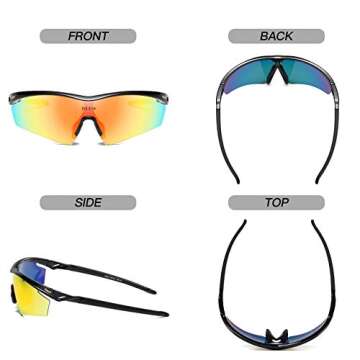 DUCO Polarized Sports Cycling Sunglasses for Men with 5 Interchangeable Lenses for Running Golf Fishing Hiking Baseball
