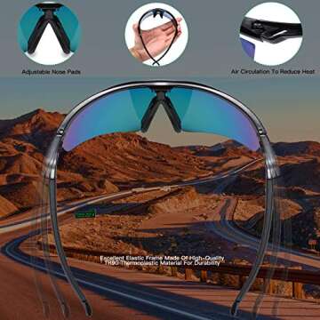 DUCO Polarized Sports Cycling Sunglasses for Men with 5 Interchangeable Lenses for Running Golf Fishing Hiking Baseball