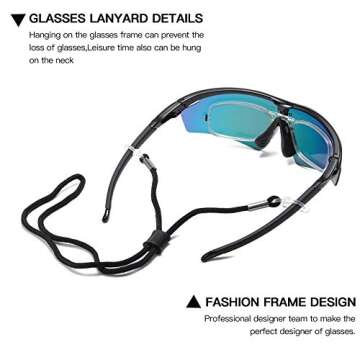 DUCO Polarized Sports Cycling Sunglasses for Men with 5 Interchangeable Lenses for Running Golf Fishing Hiking Baseball