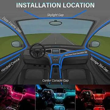 MAODANER Car LED Interior Strip Light, 16 Million Colors 5 in 1 with 236 inches Fiber Optic, Multicolor RGB Sound Active Automobile Atmosphere Ambient Lighting Kit - Wireless Bluetooth APP Control