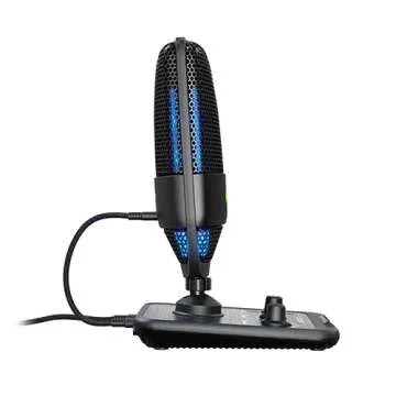 ROCCAT Torch USB Microphone, Studio-Grade Audio, PC Computer Gaming Wired Mic, RGB AIMO Lighting with Indicator, For Streaming, Recording, Podcasting, Quick Mute, Boom Arm Compatible, Black