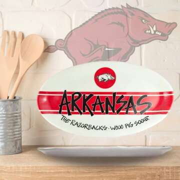 Magnolia Lane Arkansas Razorbacks Heavy Duty Melamine Oval Serving Platter 12” Party Platter Dish for Tailgating, BBQ’s, Poolside- Ideal Gift for Graduation/Alumni- Show Your SEC NCAA Team Spirit