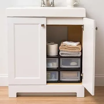 IRIS USA 6 Qt. Plastic Drawer Storage Organizer Stacking Drawers, 4-Pack, Stackable Unit with Sliding Drawer for Clothes Bedroom Kitchen Under Sink Pantry Craft Room Bathroom Dorm Office, Black