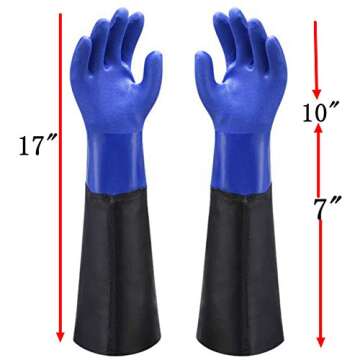 17" Waterproof PVC Coated Glove with Cotton Liner for Heavy Duty Use