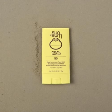 Sun Bum Kids SPF 50 Clear Face Stick Sunscreen | Broad Spectrum Sunblock with Vitamin E | Wet or Dry Skin Application | Hawaii 104 Act Compliant (Octinoxate & Oxybenzone Free)| Travel Friendly 0.53 oz