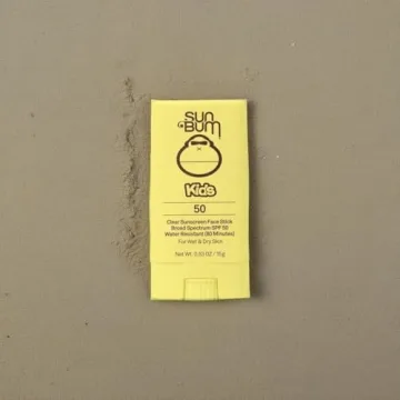 Sun Bum Kids SPF 50 Clear Face Stick Sunscreen | Broad Spectrum Sunblock with Vitamin E | Wet or Dry Skin Application | Hawaii 104 Act Compliant (Octinoxate & Oxybenzone Free)| Travel Friendly 0.53 oz