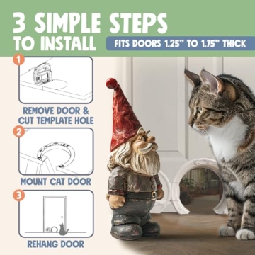 Stylish Gnome Door Cat Door for Easy Installation