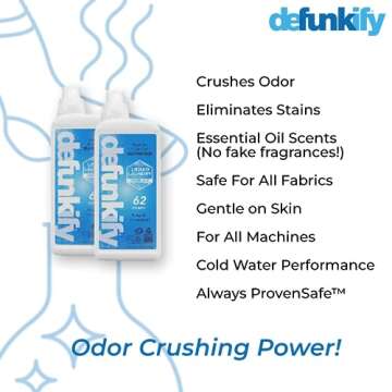 Defunkify Liquid Laundry Detergent, Laundry Soap Liquid w/Odor Crushing & Stain Remover Power, Fresh...