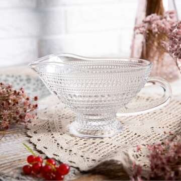 Elegant ZOOFOX Glass Gravy Boat Set for Special Occasions
