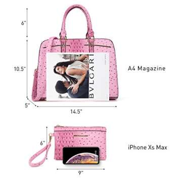 Women Handbag Wallet Tote Shoulder Hobo Bag Top Handle Satchel Purse Set 2pcs with 3 Compartments