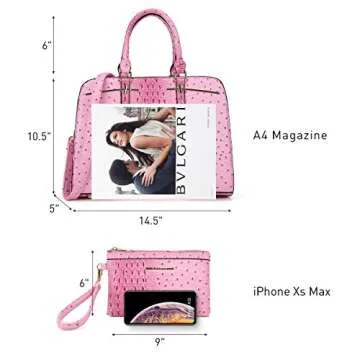 Women Handbag Wallet Tote Shoulder Hobo Bag Top Handle Satchel Purse Set 2pcs with 3 Compartments