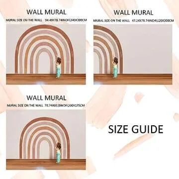funlife Fabric Large Rainbow Wall Mural Stickers Peel and Stick, Precut Rainbow Wall Decals for Girls Bedroom, Watercolor Boho Rainbow Wallpaper Decor for Kids Nursery Room Playroom, 78.74" x 68.90"