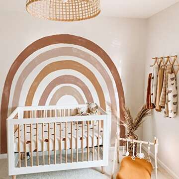 funlife Fabric Large Rainbow Wall Mural Stickers Peel and Stick, Precut Rainbow Wall Decals for Girls Bedroom, Watercolor Boho Rainbow Wallpaper Decor for Kids Nursery Room Playroom, 78.74" x 68.90"