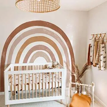 funlife Fabric Large Rainbow Wall Mural Stickers Peel and Stick, Precut Rainbow Wall Decals for Girls Bedroom, Watercolor Boho Rainbow Wallpaper Decor for Kids Nursery Room Playroom, 78.74" x 68.90"