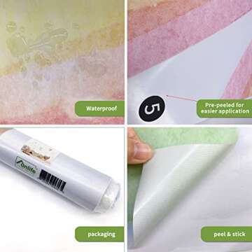 funlife Fabric Large Rainbow Wall Mural Stickers Peel and Stick, Precut Rainbow Wall Decals for Girls Bedroom, Watercolor Boho Rainbow Wallpaper Decor for Kids Nursery Room Playroom, 78.74" x 68.90"