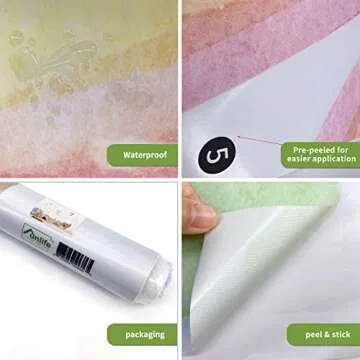 funlife Fabric Large Rainbow Wall Mural Stickers Peel and Stick, Precut Rainbow Wall Decals for Girls Bedroom, Watercolor Boho Rainbow Wallpaper Decor for Kids Nursery Room Playroom, 78.74" x 68.90"