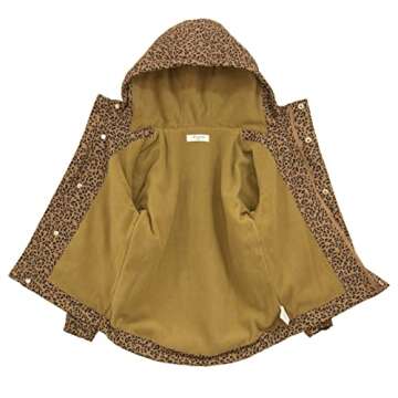 WELAKEN Girls' Waterproof Leopard Fleece Raincoat