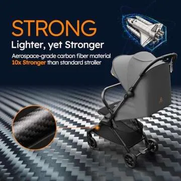Lightweight Baby Strollers for Airplane, Ultra-Compact Travel Stroller, Light & Strong Portable Toddler Stroller with Carbon Fiber Frame and UPF 50+ Waterproof Fabric, Only 9.9 lbs, Black