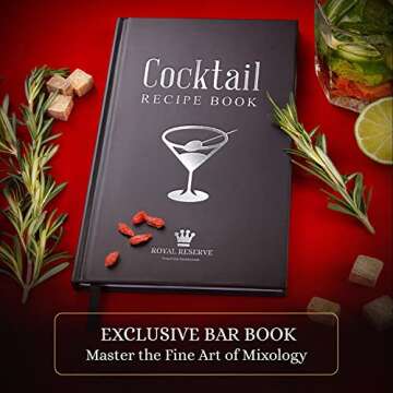 Cocktail Mixology Shaker Set - Bartender Set with an Elegant Bamboo Stand - Bar Accessories Kit including a Martini Shaker & Mixer Recipe Book – Unique Cool House Warming Gift for Men Husband Birthday