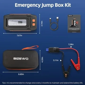 BIZEWO Car Battery Jump Starter with Foldable Light - 4000A