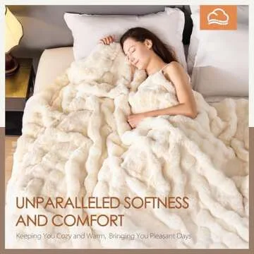 NORD ECO Fluffy Faux Fur Throw Blanket for Couch Sofa Bed, Cozy Soft Plush Faux Rabbit Fur Throw, Thick Warm Fuzzy Home Living Room Decorative Blanket, Gifts for Women & Men, 50x60 Inches, Cream White