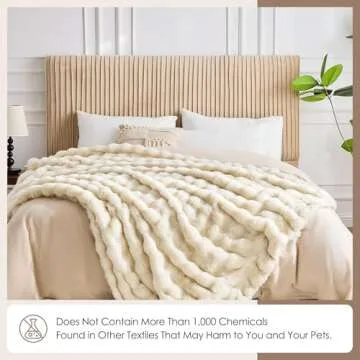 NORD ECO Fluffy Faux Fur Throw Blanket for Couch Sofa Bed, Cozy Soft Plush Faux Rabbit Fur Throw, Thick Warm Fuzzy Home Living Room Decorative Blanket, Gifts for Women & Men, 50x60 Inches, Cream White