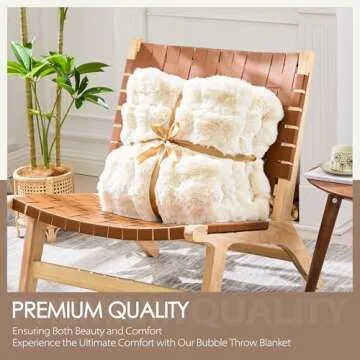NORD ECO Fluffy Faux Fur Throw Blanket for Couch Sofa Bed, Cozy Soft Plush Faux Rabbit Fur Throw, Thick Warm Fuzzy Home Living Room Decorative Blanket, Gifts for Women & Men, 50x60 Inches, Cream White