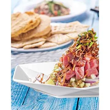 DELLING 13.7 inch Serving Platter, Geometric Serving Plates, White Porcelain Platters for Serving Food, Serving Trays for Party, Entertaining, Appetizer, Fruit, Salad, Oven Safe Dinnerware Set of 3