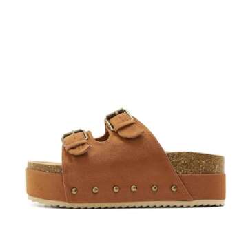 ATBELL Women's Cork Footbed Flatform Sandals Comfort Platform Slides Sandal with Dual Buckled Straps...