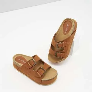 Stylish ATBELL Women's Cork Footbed Flatform Sandals