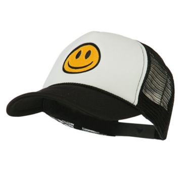 Smile Face Embroidered Foam Mesh Back Cap for All Ages