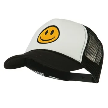 Smile Face Embroidered Foam Mesh Back Cap for All Ages