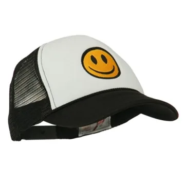 Smile Face Embroidered Foam Mesh Back Cap for All Ages