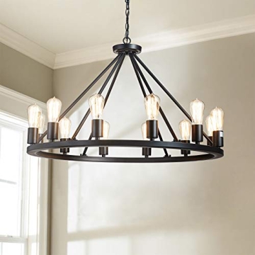 Saint Mossi 32 Inch 12 Lights Metal Chandelier Lighting Antique Painted, Rustic Vintage Farmhouse Pe...