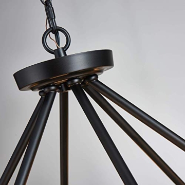 Saint Mossi 32 Inch 12 Lights Metal Chandelier Lighting Antique Painted, Rustic Vintage Farmhouse Pendant Lighting Wagon Wheel Chandelier,Black Finish,H20 x D32 with Adjustable Chain