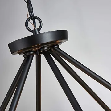 Saint Mossi 32 Inch 12 Lights Metal Chandelier Lighting Antique Painted, Rustic Vintage Farmhouse Pendant Lighting Wagon Wheel Chandelier,Black Finish,H20 x D32 with Adjustable Chain