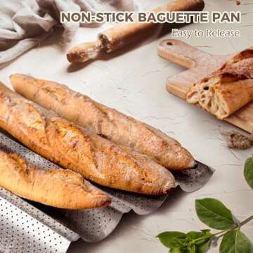 KITESSENSU Nonstick Baguette Pans for French Bread Baking, Perforated 2 Loaves Baguettes Bakery Tray...