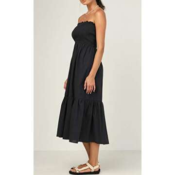 Stylish R.Vivimos Floral Print Strapless Midi Dress for Summer