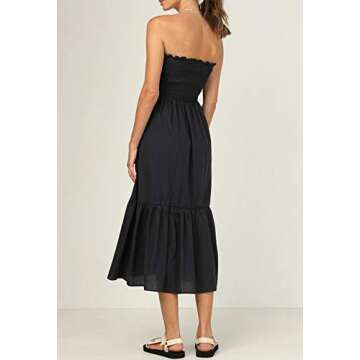 Stylish R.Vivimos Floral Print Strapless Midi Dress for Summer