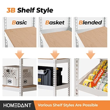 HOMEDANT Adjustable Heavy Duty 5 Tier White Shelving Unit