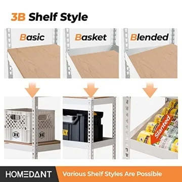 HOMEDANT Adjustable Heavy Duty 5 Tier White Shelving Unit