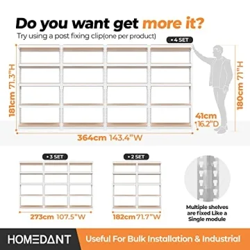 HOMEDANT Adjustable Heavy Duty 5 Tier White Shelving Unit