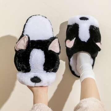 Onmygogo Fuzzy Animal Plush Slippers for Women