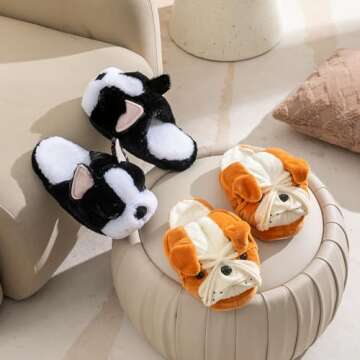 Onmygogo Fuzzy Animal Plush Slippers for Women