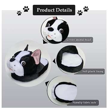 Onmygogo Fuzzy Animal Plush Slippers for Women