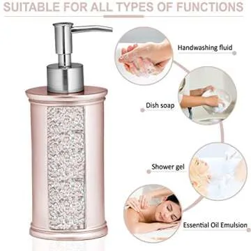 Popular Bath Sinatra Blush Soap Dispenser/Lotion Pump Classic Luxury Lotion Pump Contemporary Decor Blush color for bathroom with this Unique Design Stylish Decor Bling Mosaic